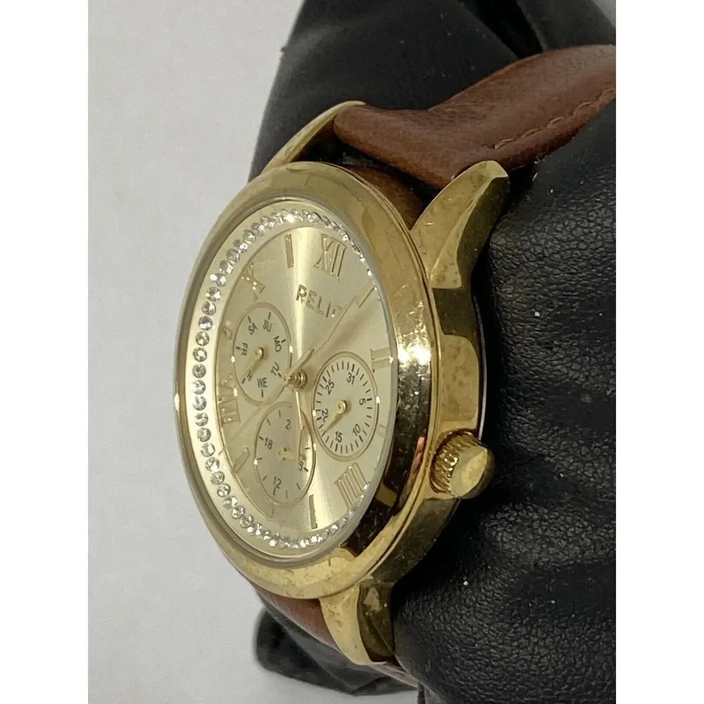 Relic ZR15831 Women's Brown Leather Analog Dial Quartz Genuine Wrist Watch OL452